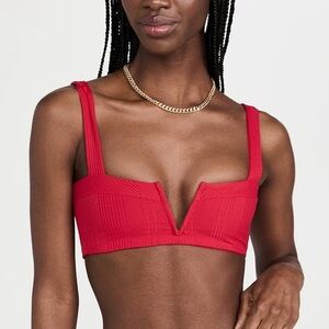 L*Space Lee Lee Ribbed Bikini Top - Red Size M